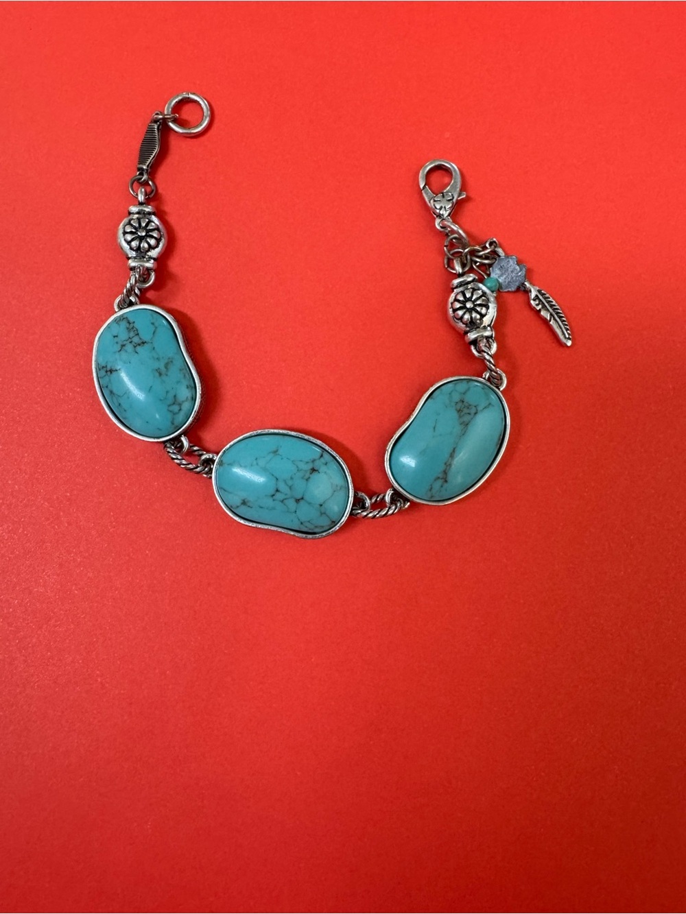 Lucky Brand Turquoise Stone Link Bracelet in Blue-Green
